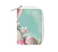 Moda Pelle Happy Easter Eggs Bunny Tail1 Porta carte stampato, Porta carte di grande capacità Piccolo e comodo Da mettere facilmente in tasche, borse a mano, zaini, ecc. Incontra il tuo comodo spazio
