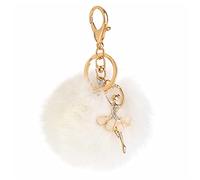 Moda Pom Pom Portachiavi Portachiavi Borsa Affascinare Donne Auto Ciondolo Chiave Accessorio Bianco Crystal Ballerina