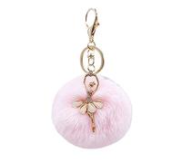 Moda Pom Pom Portachiavi Portachiavi Borsa Affascinare Donne Auto Ciondolo Chiave Accessorio Rosa Crystal Ballerina