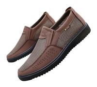 Moda Primavera ed Estate Uomo Scarpe Sportive Fondo Piatto Maglia Leggera Traspirante Confortevole Tinta unita Caratteristiche semplici: Mens Casual Dress Shoes Pelle, cachi, 40 2/3 EU