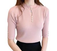 Moda Primavera Estate Maglione da Donna - Pullover Lavorato A Maglia A Maniche Corte Tinta Unita, Magliette Casual Slim Fit