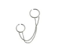 Moda Punk Catena Doppio Anello Set Donne Hip Hop Anello Aperto Metallo Colore Argento Vintage Nappa Catena Geometrica Festa Gioielli Regali, Metallo, Zirconia cubica