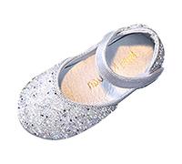 Moda Ragazza Scarpe Da Danza Glitter Strass Scarpe Di Cristallo Performance Vestito Scarpe Paillettes Design Antiscivolo Morbido Ragazza Partito Scarpe Per La Primavera ed Estate, argento, 27 EU
