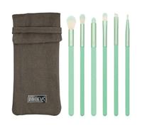 MODA Renew, kit di 7 pennelli per trucco occhi con custodia, include pennelli per contorno occhi, piega, smoky eye, ombretto, sopracciglia e eyeliner, verde menta