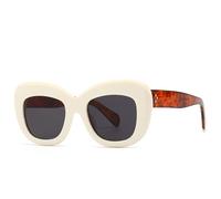 Moda Retrò Occhiali Da Sole Oversize Per Le Donne Degli Uomini Cat Eye Rivetto di Lusso Femminile Tendenza Tonalità UV400 Occhiali, Bianco Leopard Grigio, Taglia unica