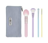 MODA Royal & Langnickel - Set completo di 5 pennelli per il trucco del viso con custodia, include fard a punta, evidenziatore, shader e pennelli per labbra, colori pastello
