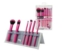 MODA Royal & Langnickel - Set di pennelli da trucco per il viso con custodia, include cipria, fondotinta, ombretto angolare, smoky eye, eyeliner per sopracciglia e pennelli per labbra a punta, rosa