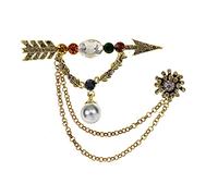 Moda Spilla della freccia della freccia del rhinestone dell'annata di modo della catena del collegamento della catena del perno degli accessori da sposa degli accessori da sposa Crystal Brooch(White)