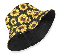 Moda Stampa Secchiello Cappello Estate Pescatore per Uomini Donne, Carino Stampa Crisantemo, Cappello Pescatore per Estate Escursionismo Campeggio Viaggiando Pesca Golf Spiaggia (Nero)