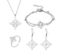 Moda Streghe Nodo Della Collana Del Pendente Orecchino Regolabile CelticKnot Doppio Strato Bracciali Catena Irlandese Gioielli Gioielli Per Le, Misura unica, come descritto, come descritto