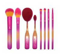 MODA Sunset Prismatic - Set di 8 pennelli da trucco per tutto il viso, include fondotinta ovale, contorno ovale, kabuki a cupola, cipria appuntita, piega, shader, dettagli e pennelli angolari