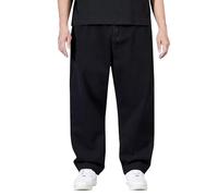 Moda Taglia Jeans Allentati Pantaloni Cargo Casual Retro Uomo Bermuda Dritti Grandi Tuta Moda Hip Hop Moto Biker Denim Vintage Distrutto Comfort Flex Vita Skinny Jeans, Nero , XXL