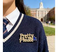Moda tendenza sorority e fraternità comunità nuova bella barboncino metallo lettera spilla unisex, adatto per feste e uso quotidiano