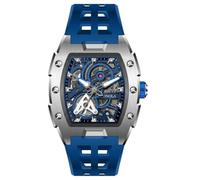 Moda Tonneau Forma scava fuori scheletro orologio meccanico automatico | Quadrante cavo, design creativo, gerarchia visiva, cinturino sportivo in silicone