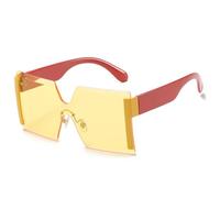 Moda Un Pezzo Quadrato Occhiali Da Sole Delle Donne Oversize Rimless Occhiali Da Sole Degli Uomini Occhiali UV400 Sfumature, Giallo, One Size