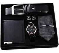 Moda uomo orologio regali set top cintura business orologio da polso al quarzo portafoglio pieghevole cravatta gemelli fermacravatta per uomo padre