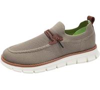 Moda Uomo Primavera Fondo Piatto Leggero Traspirante Mesh Slip On Confortevole Tinta Unita Scarpe da Ginnastica Semplici Caratteristiche Scarpe da Uomo, Khaki, 8 UK