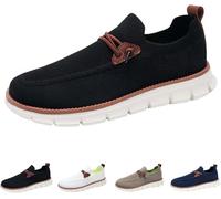 Moda Uomo Primavera Fondo Piatto Leggero Traspirante Mesh Slip On Confortevole Tinta Unita Scarpe da Ginnastica Semplici Caratteristiche Scarpe da Uomo, Black, 6.5 UK