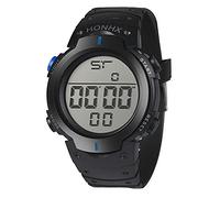 Moda Uomo Ragazzo LCD Digitale Cronometro Data Gomma Sport Orologio da Polso Pro Cronografo Digitale, Blu, misura unica