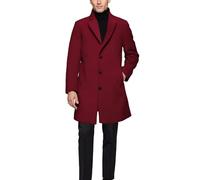 Moda Uomo Solido Torri Casual Trench Cappotto Elegante Monopetto Trench Cappotto, Rosso, M