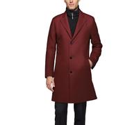 Moda Uomo Solido Torri Casual Trench Cappotto Elegante Monopetto Trench Cappotto, Rosso scuro, XS