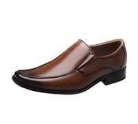 Moda Uomo Traspirante Confortevole Affari Slip On Lavoro Tempo Libero Tinta Unita Scarpe In Pelle Scarpe Formali, Marrone, 40 2/3 EU