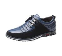 Moda Uomo Traspirante Confortevole Affari Tempo Libero Tinta Unita Scarpe In Pelle Uomini Scarpe Da Uomo Alta, Blu, 40 2/3 EU
