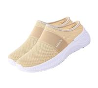 Moda Walking Mules Sneakers per Donna Ortopedico Supporto Arco Confortevole Leggero Morbido Soletta Piattaforma Zoccoli Maglia Maglia Traspirante Date Scarpe da lavoro, Beige, 41.5 EU