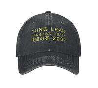 Moda Yung Lean Sconosciuto Morte 2002 Cappello da Baseball Giallo per Uomini Donne Copricapo in Jeans usurato Cappello Morbidi da Esterno