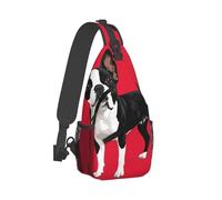 Moda Zaino Monospalla Black And White Dogs Terrier Dog Red Tracolla Borse Pratica Borsa Pettorale per Alpinismo Trekking Palestra