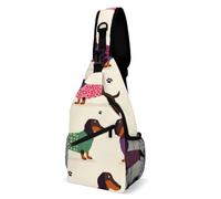 Moda Zaino Monospalla Dachshunds Clothes Dog Borsa A Tracolla Militare Multiuso,Unisex Borsa Crossbody per Uomo Trekking Viaggio
