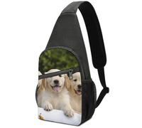 Moda Zaino Monospalla Golden Retriever Puppies Borsa A Tracolla Tattica Causal,Unisex Borsa Pettorale per Viaggio Uso Quotidiano Trekking