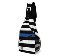 Moda Zaino Monospalla Thin Blue Line American Flag Police Vintage Black Borsa Sul Petto Antifurto,Unisex Borsa Crossbody per Uso Quotidiano Outdoors Palestra
