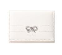 Modacarry Piccolo portafoglio Coquette Bow Wallet per ragazze carino portafoglio ID porta carte di credito per le donne, CREMA ARGENTO