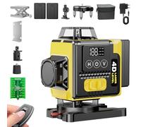 【Modalità a Impulsi】Livella Laser Autolivellante 16 Linee Laser,4 X 360 °Verde Niveau Laser 2 x Batterie Nivellement Automatique, Ricaricabili, Telecomadon, Display Digitale a LED.