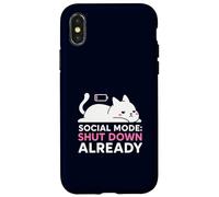 Modalità sociale Arresta il meme già introverso della batteria scarica del gatto Custodia per iPhone X/XS