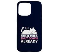 Modalità sociale Arresta il meme già introverso della batteria scarica del gatto Custodia per iPhone 15 Pro Max
