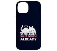 Modalità sociale Arresta il meme già introverso della batteria scarica del gatto Custodia per iPhone 14