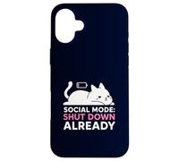 Modalità sociale Arresta il meme già introverso della batteria scarica del gatto Custodia per iPhone 16 Plus