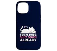 Modalità sociale Arresta il meme già introverso della batteria scarica del gatto Custodia per iPhone 15