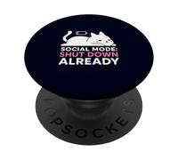 Modalità sociale Arresta il meme già introverso della batteria scarica del gatto PopSockets PopGrip Adesivo