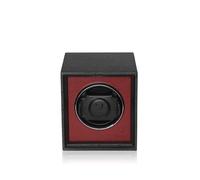 MODALO Twist - Caricatore automatico per 1 orologio - Watch Winder - motore silenzioso 900 TPD, legno massiccio e pelle, superficie antigraffio, per uomo e donna, Nero Opaco Rosso