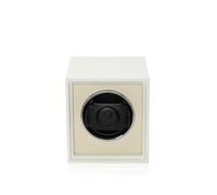 MODALO Twist - Caricatore automatico per 1 orologio - Watch Winder - motore silenzioso 900 TPD, legno massiccio e pelle, superficie antigraffio, per uomo e donna, bianco