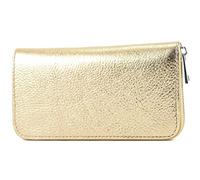 modamoda de - ARGENTO-P02 - Portafoglio da donna in vera pelle, Oro chiaro metallizzato, s, Formato lungo