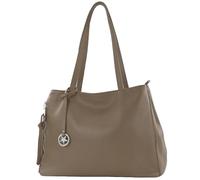 modamoda de - Borsa a tracolla in pelle italiana T205, Colore: tortora scuro., Large