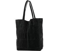 modamoda de Borsa In Pelle Borsa Donna Borsa Shopper Borsa A Tracolla Grande In Pelle T163, Colore:Camoscio Nero