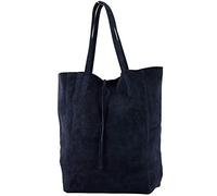 modamoda de Borsa In Pelle Borsa Donna Borsa Shopper Borsa A Tracolla Grande In Pelle T163, Colore:Dark Blue Suede