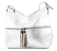 modamoda de - ital.Borsa in pelle borsa donna borsa a tracolla borsa a tracolla in pelle T159, Colore:argento