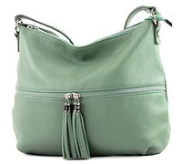 modamoda de - ital.Borsa in pelle borsa donna borsa a tracolla borsa a tracolla in pelle T159, Colore:Graugrün