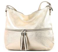 modamoda de - ital.Borsa in pelle borsa donna borsa a tracolla borsa a tracolla in pelle T159, Colore:oro chiaro